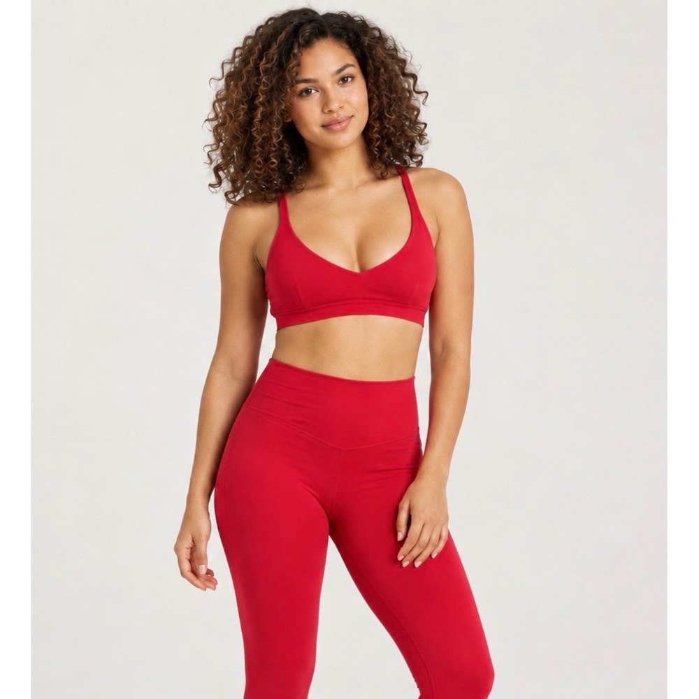 Vitality Adapt Bra Women's Small Red V-Neck Strappy Activewear Sports Bra